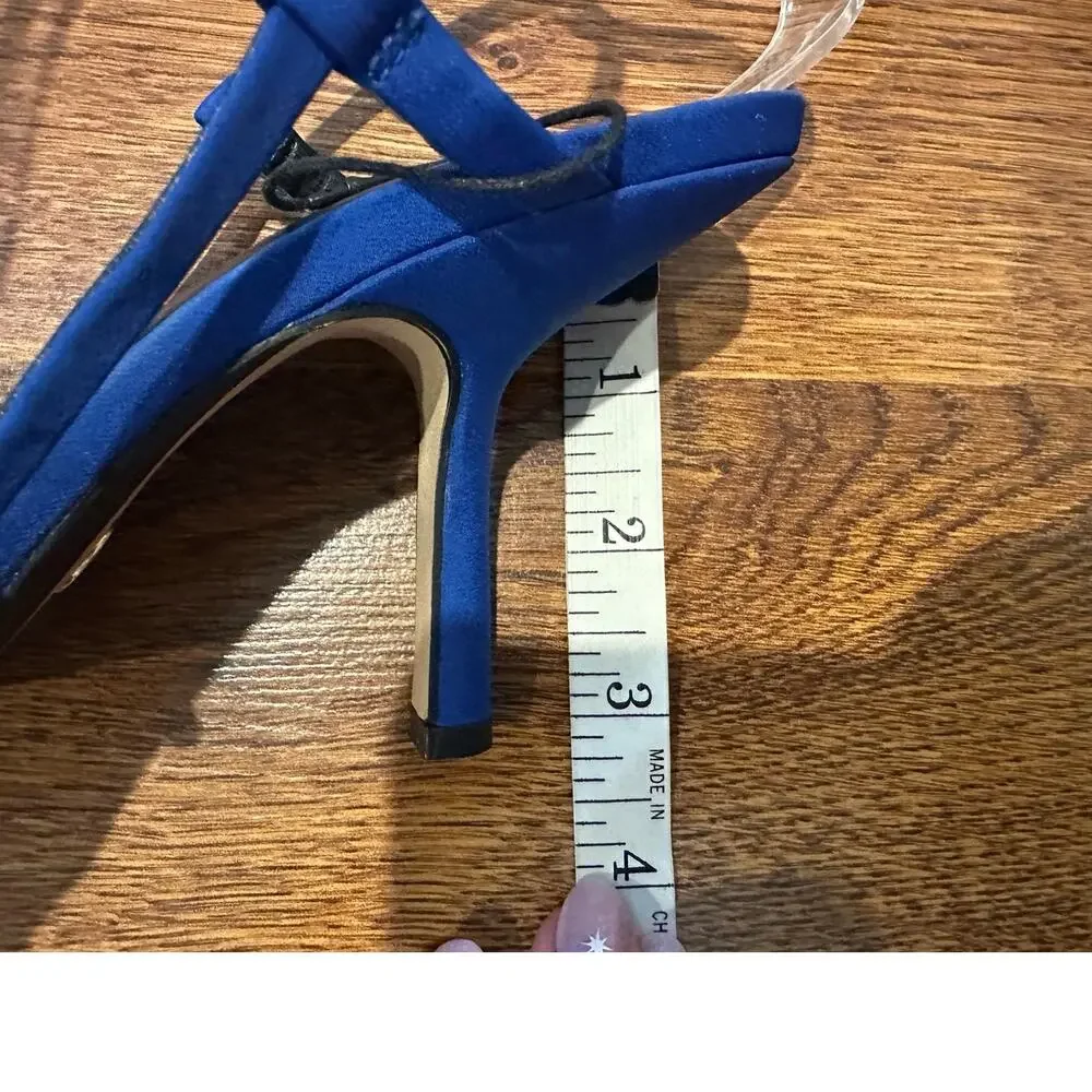 Zara Square Toe Strappy Slingback Heels Women’s 40 Cobalt Blue Sandals NWOB